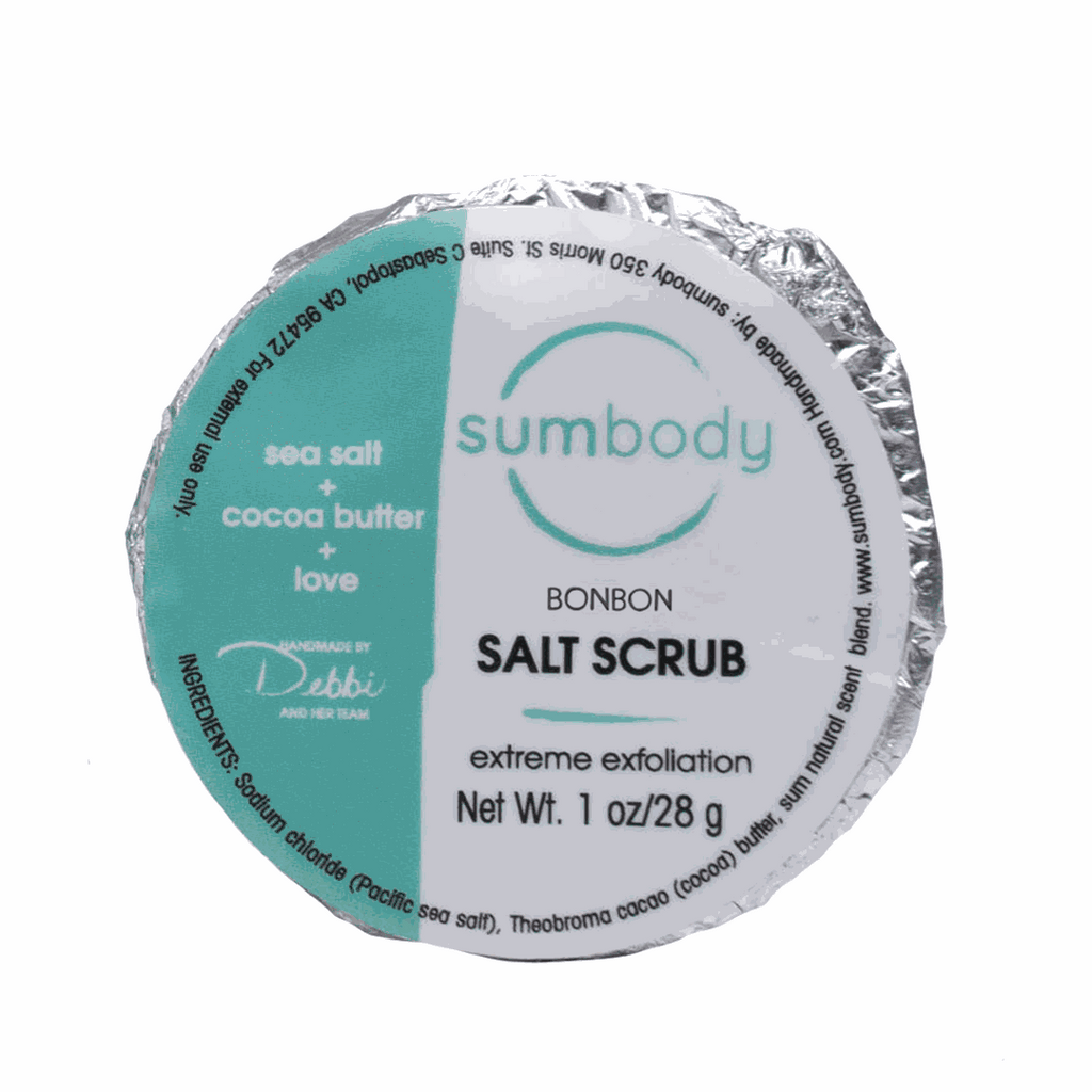 Salt Scrub Bonbons with Pacific sea salt and cocoa butter for exfoliating and moisturizing skin