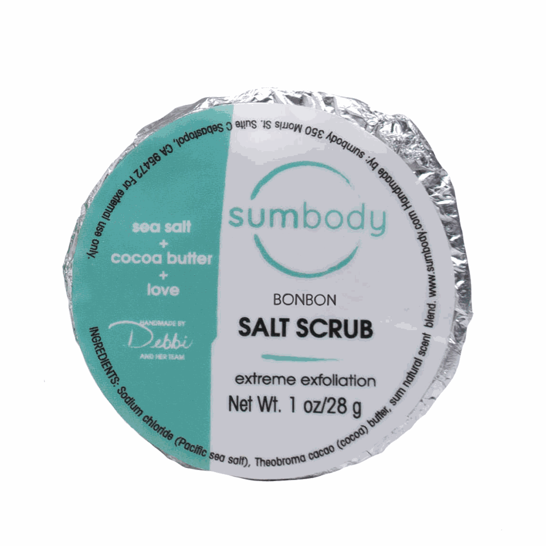 Salt Scrub Bonbons with Pacific sea salt and cocoa butter for exfoliating and moisturizing skin