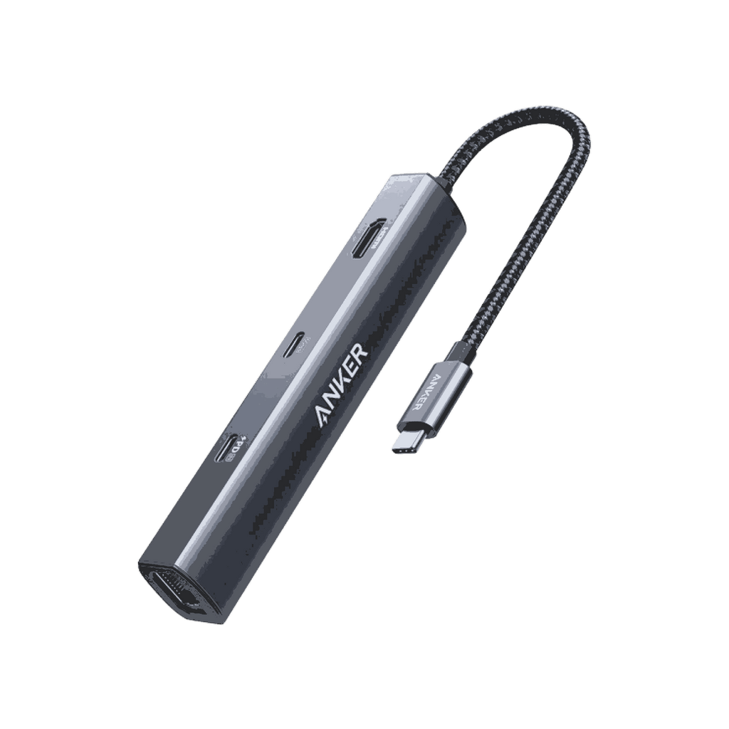 Anker 543 USB-C Hub 6-in-1 slim multiport adapter with HDMI, Ethernet, USB-C, and USB ports