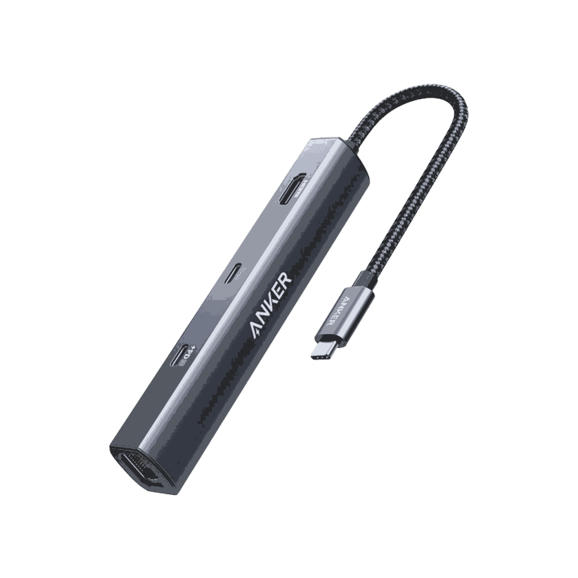 Anker 543 USB-C Hub 6-in-1 slim multiport adapter with HDMI, Ethernet, USB-C, and USB ports