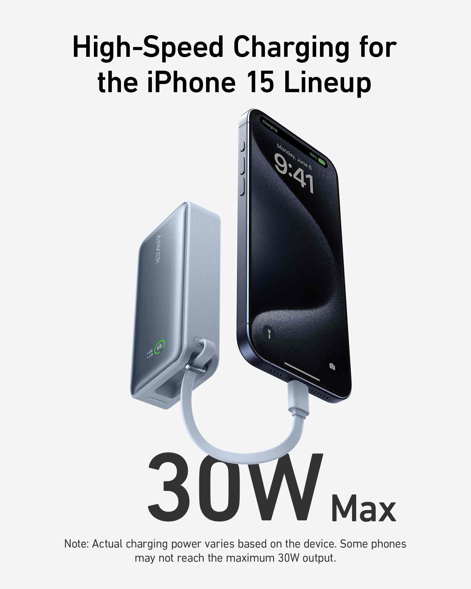 Anker Nano Power Bank (30W, Built-In USB-C Cable)