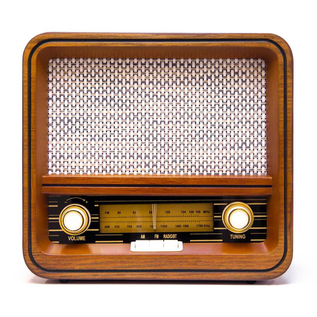Retro vintage radio with Bluetooth, AUX, and wooden case