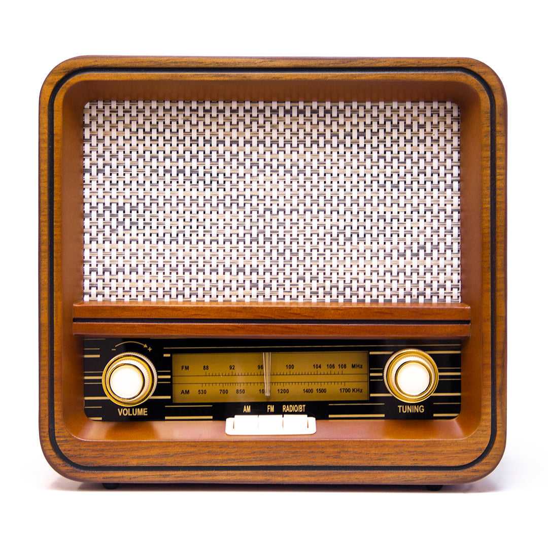 Retro vintage radio with Bluetooth, AUX, and wooden case
