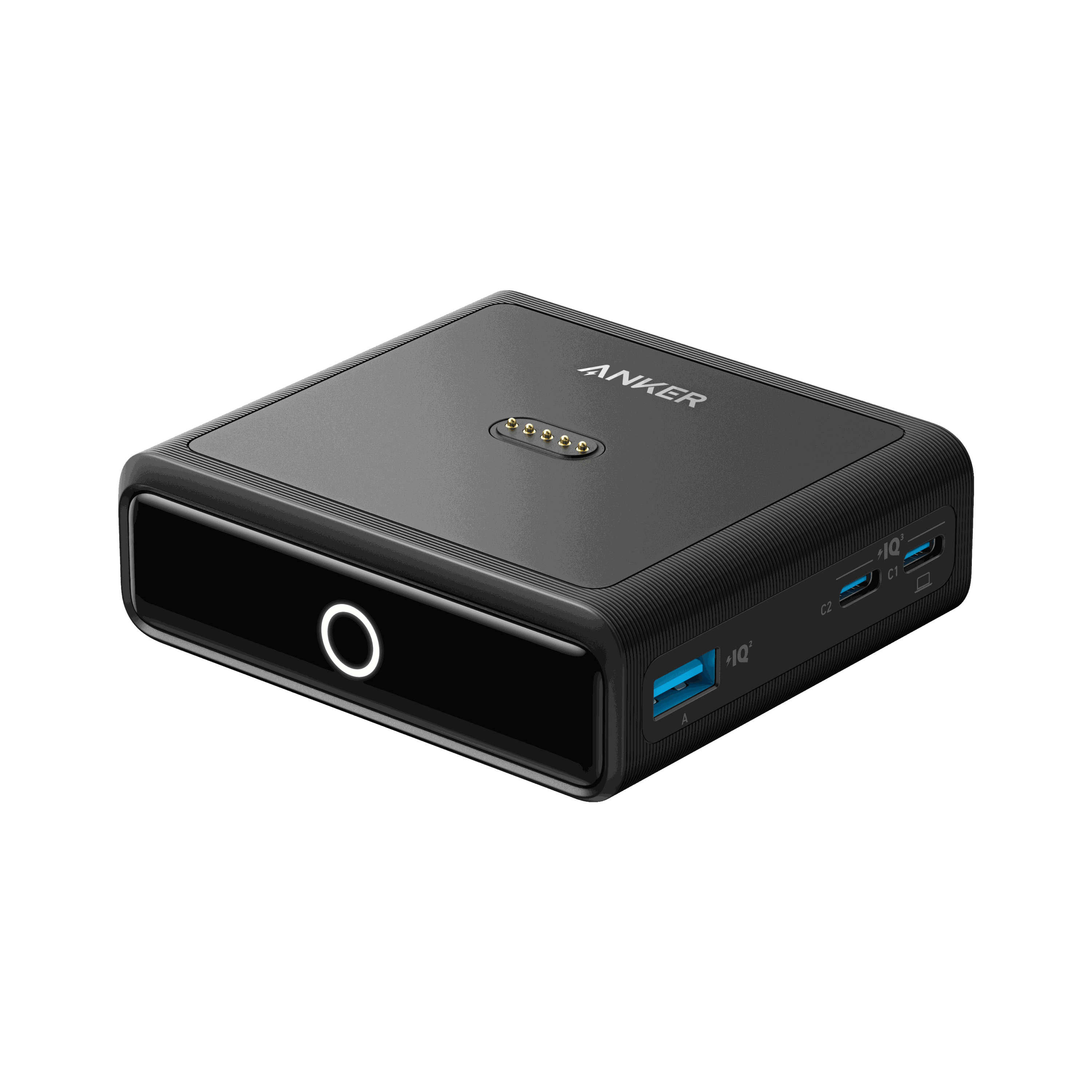Anker 100W Charging Base with GaN technology and LED indicator for wireless charging of Anker Prime Power Bank.