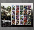 Pane of 20 Dungeon & Dragons Forever stamps featuring characters and creatures from the iconic game