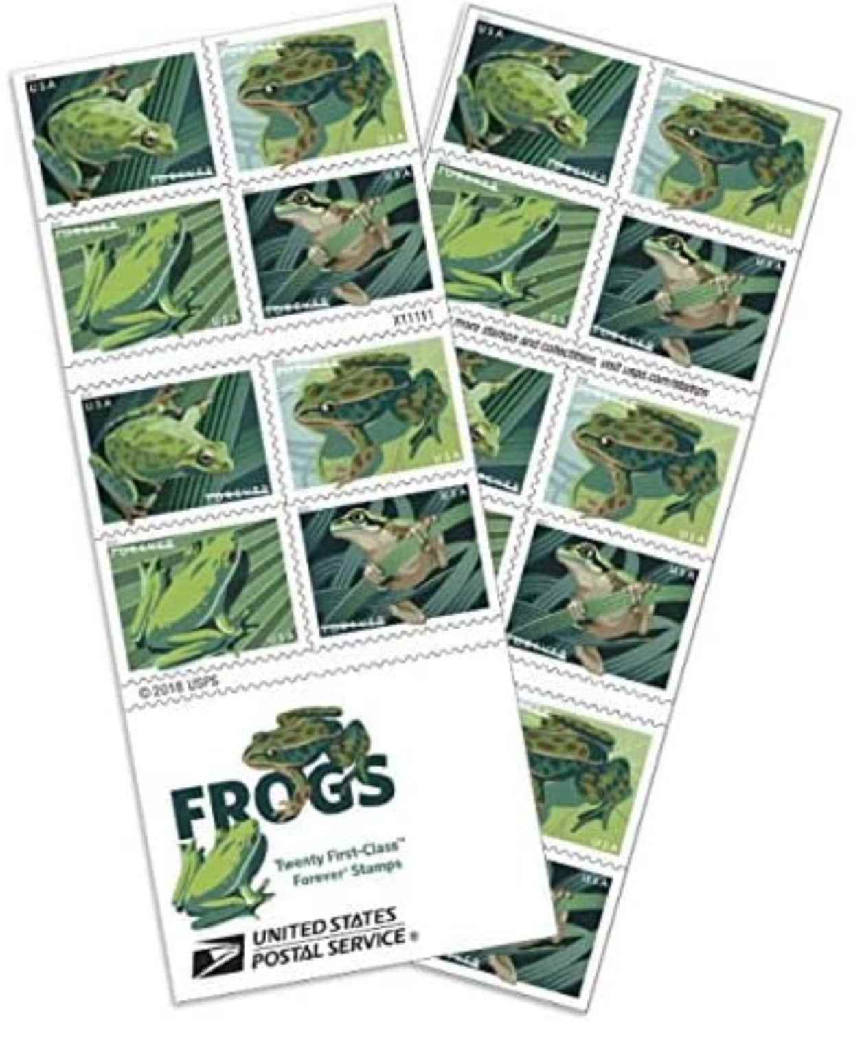 Booklet of 20 USA Forever Frogs postage stamps