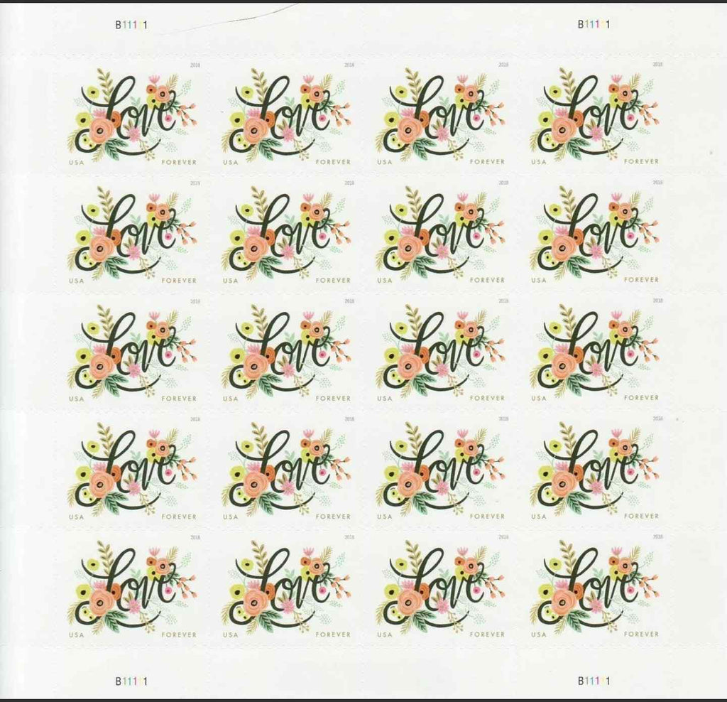 2018 Love Flourishes USA Forever Stamps Sheet of 20