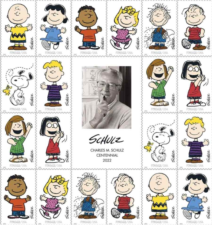 Charles Schulz Peanuts Forever Stamps booklet of 20 for collecting and mailing