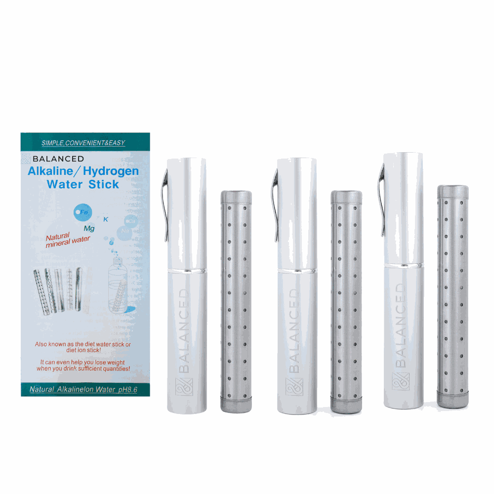 3 pack alkaline ionizer hydrogen water sticks with protective case for mineral-rich water filtration