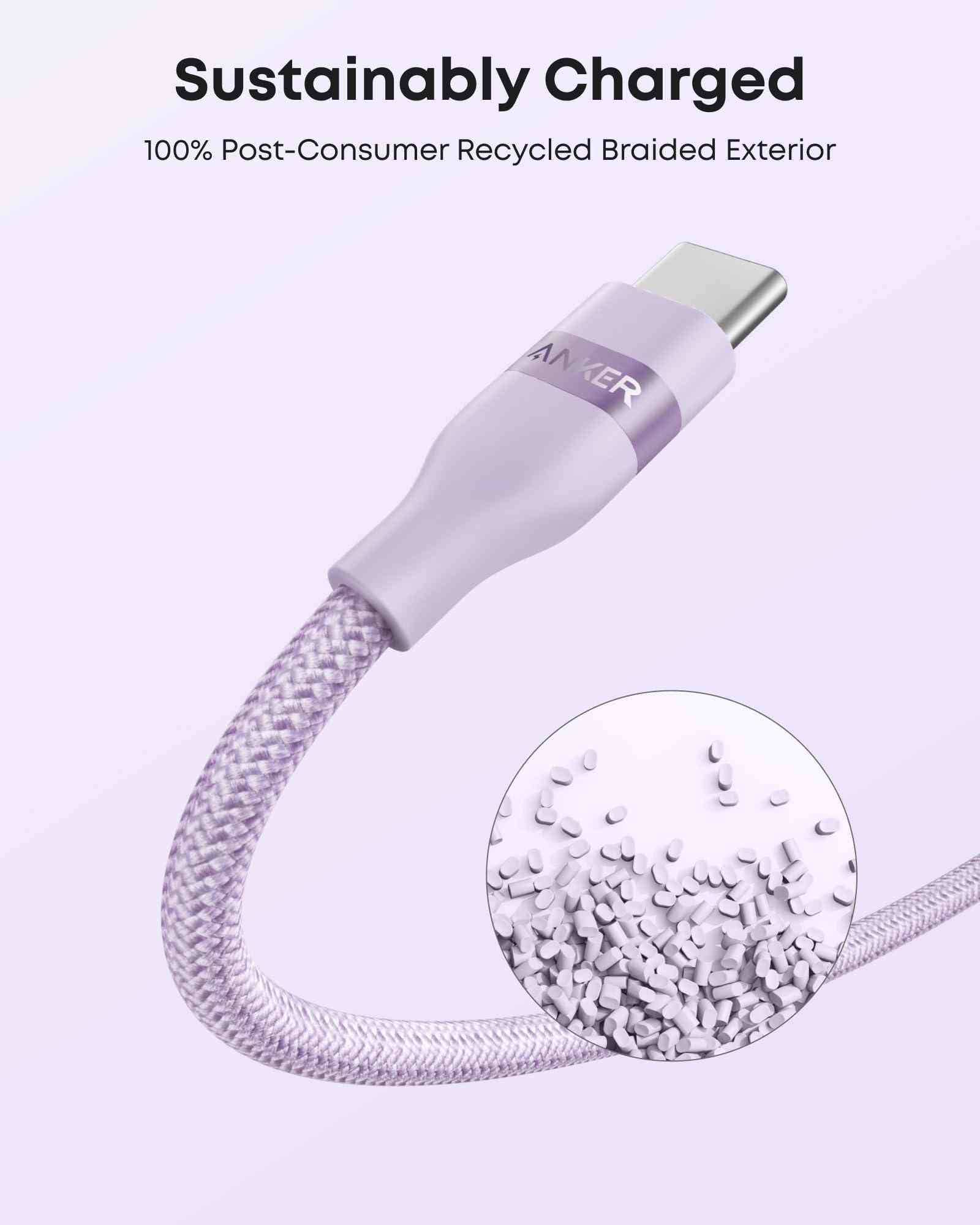 Anker USB-A to USB-C Cable (3 ft / 6 ft, Upcycled-Braided)
