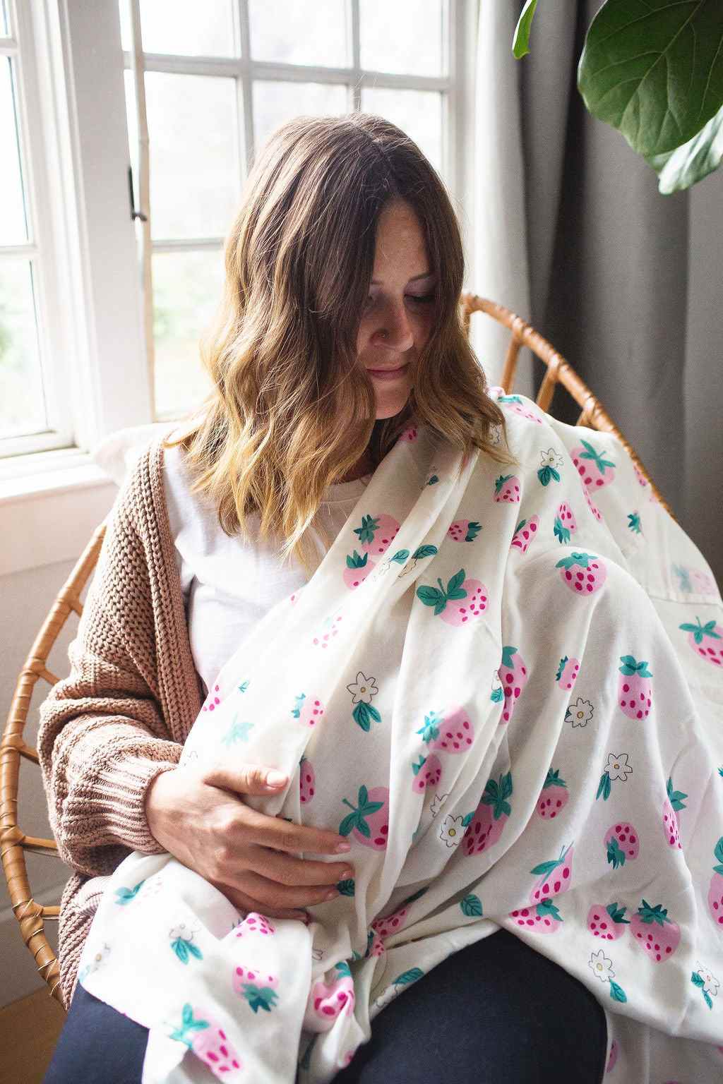 Wild Strawberries Everything Blanket soft breathable bamboo cotton baby blanket 47x47 inches
