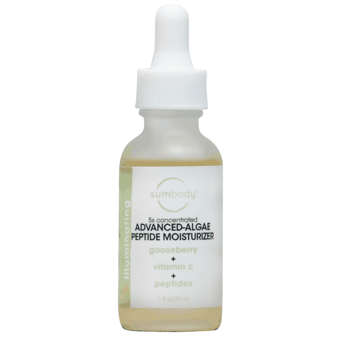 5x Concentrated Advanced Algae Peptide Moisturizer bottle with natural ingredients for balanced hydration and anti-aging benefits