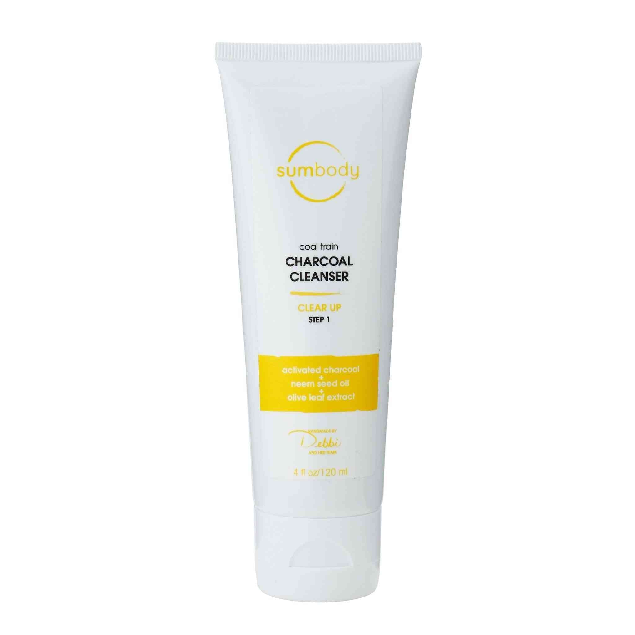 Coal Train Charcoal Cleanser bottle with bamboo and coconut hull charcoal ingredients for deep pore cleansing and radiant skin