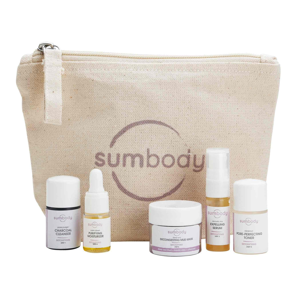 5 Steps to Perfect Skin Detoxifying Mini Kit travel-sized skincare products for deep pore cleansing and skin renewal