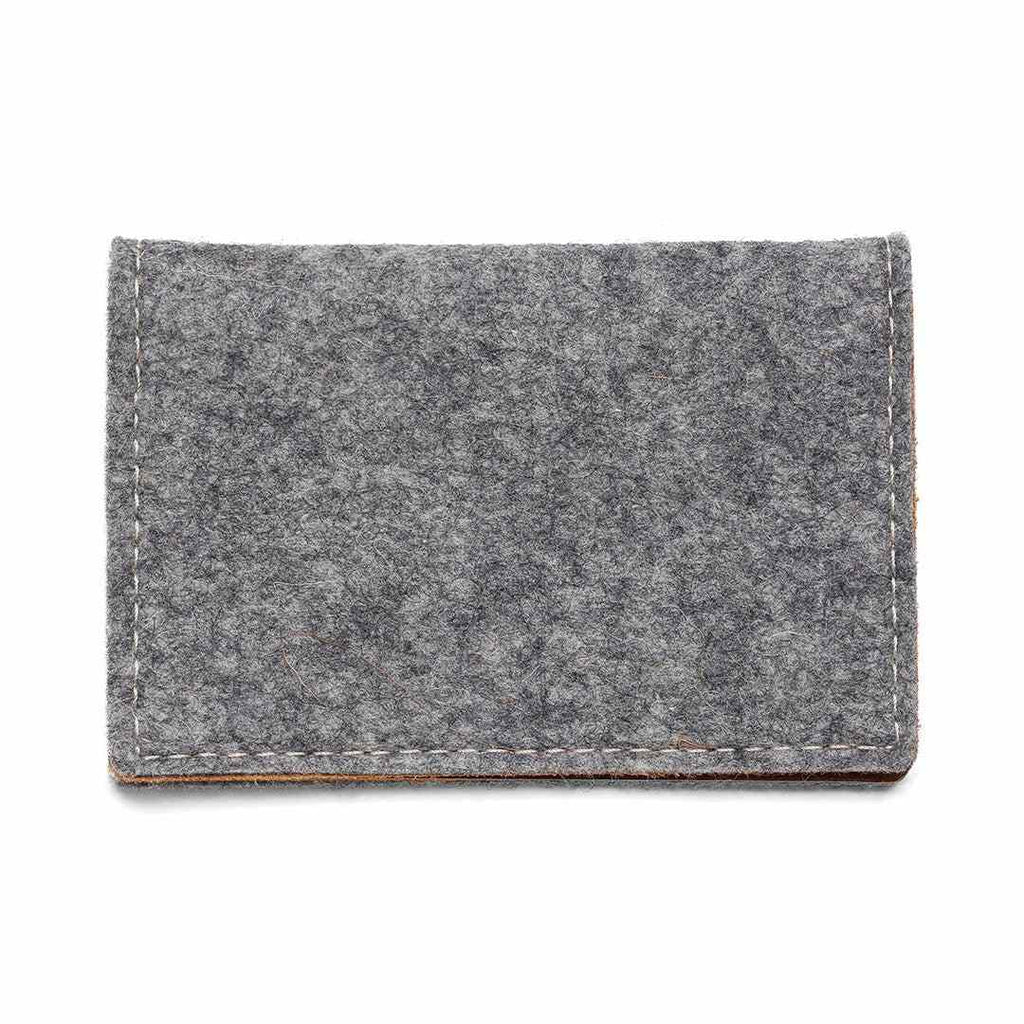 Kyrgies felt and leather bifold wallet made from natural wool felt and vegetable tanned leather with slim, stylish design