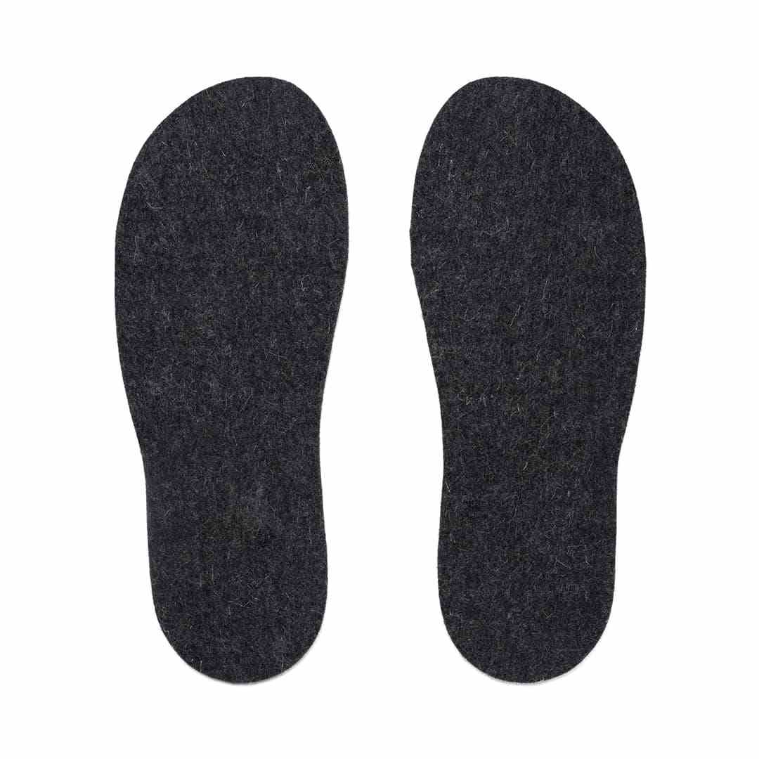 Dark wool felt insoles for extra cushioning and comfort in house shoes