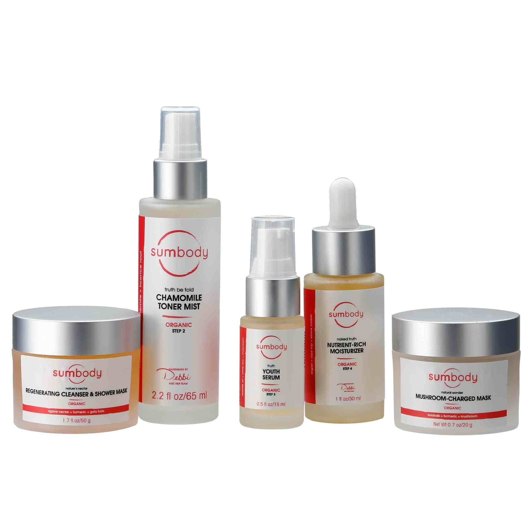 Organic skincare kit for 5 steps to perfect skin with natural vegan products