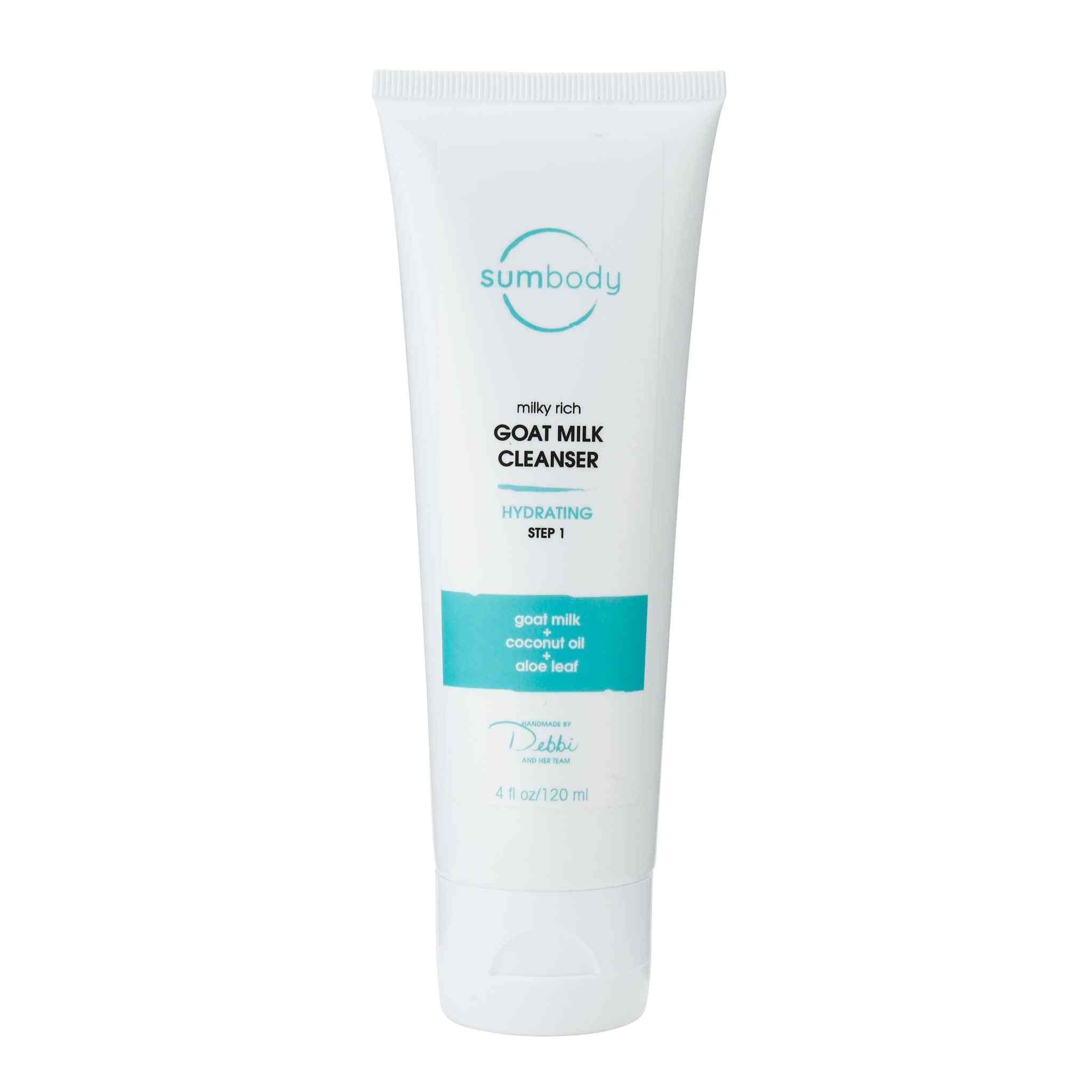 Milky Rich Goat Milk Cleanser bottle with natural goat milk and botanical ingredients for gentle exfoliation and hydration