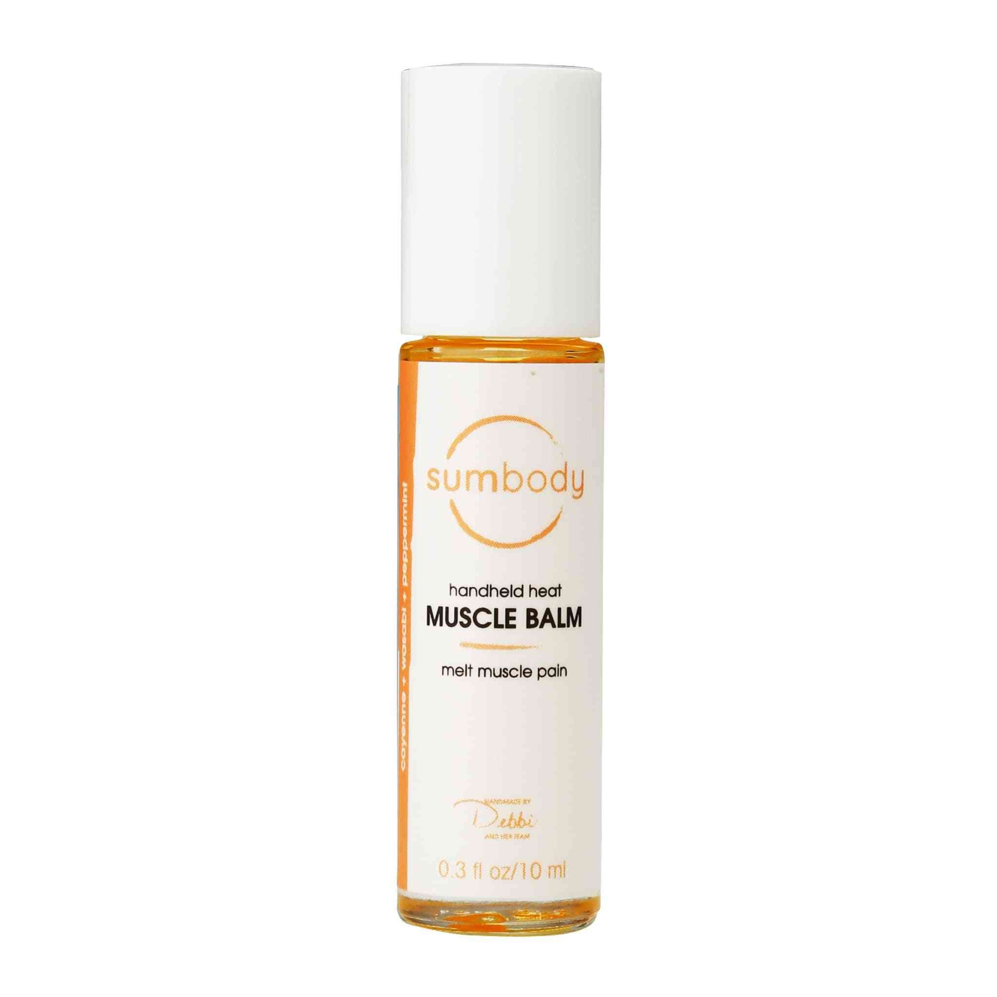 Handheld heat muscle balm roll-on for fast relief of aches and pains with warming and cooling herbs