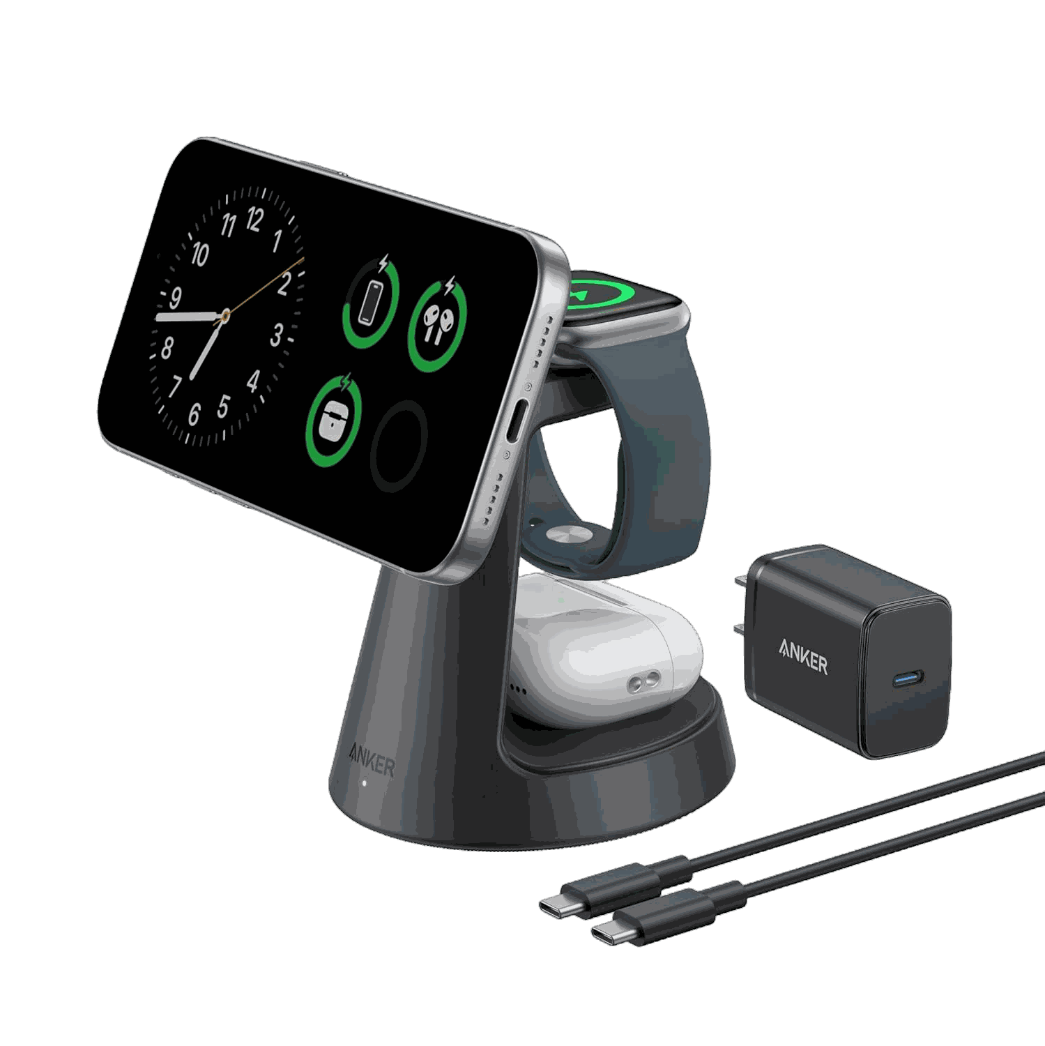 Anker MagGo Wireless Charging Station (3-in-1, Dock Stand)