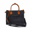 Kyrgies Handmade Wool Handbag with vegetable tanned leather accents and spacious gray felt design for sustainable travel