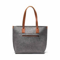 Kyrgies Handmade Wool Tote in gray felt with leather accents, spacious and sustainable travel bag
