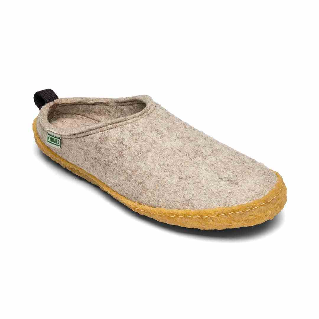 Kyrgies Outdoor Slides wool felt slippers with durable crepe rubber sole for light outdoor wear