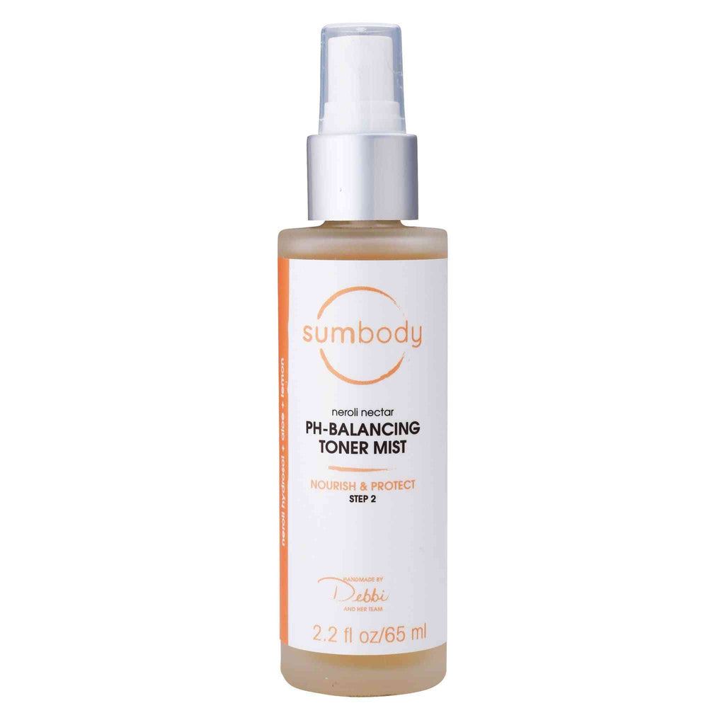 Neroli Nectar pH-Balancing toner mist bottle with natural ingredients and calming scent