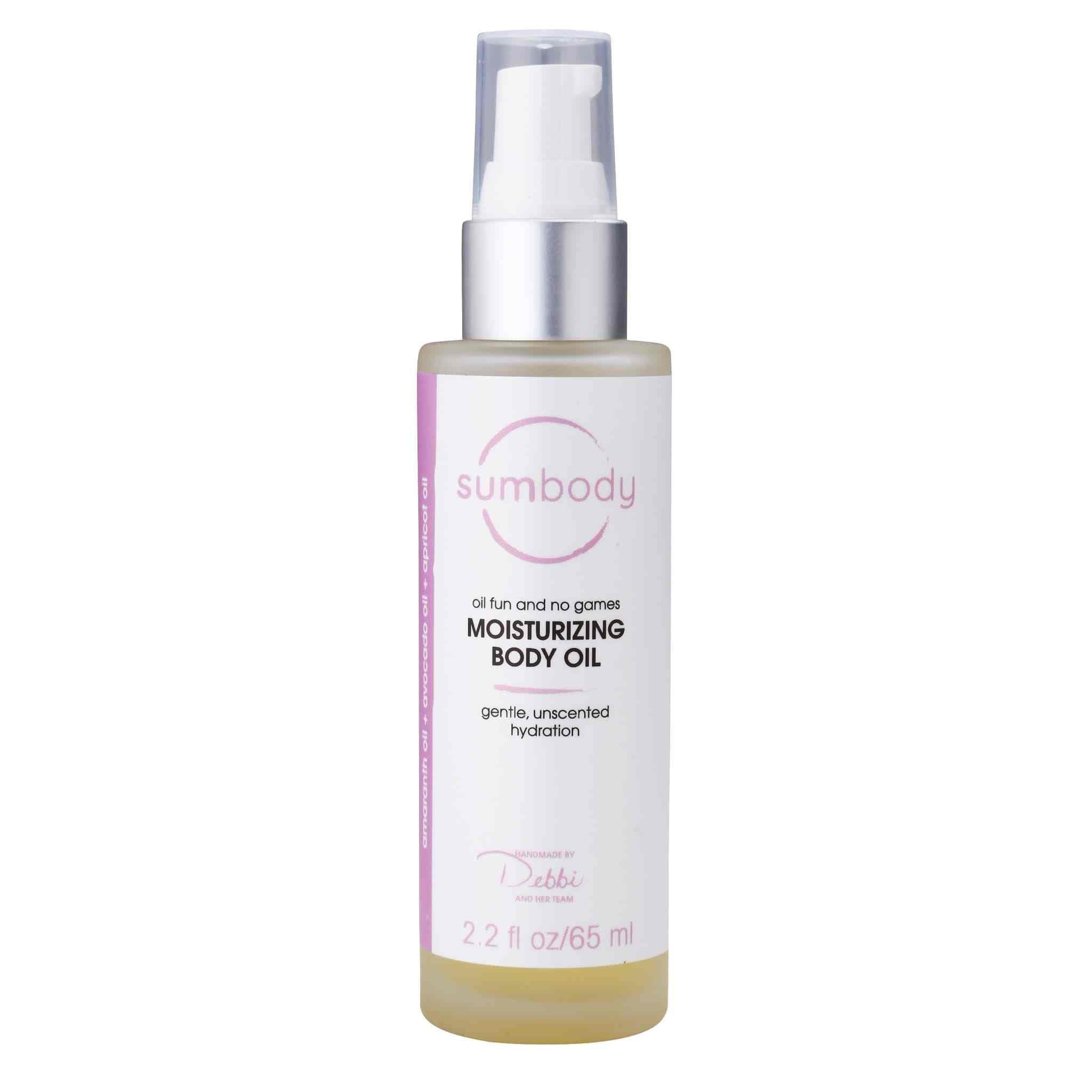 Bottle of Oil Fun and No Games moisturizing body oil with natural ingredients for hydrating skin