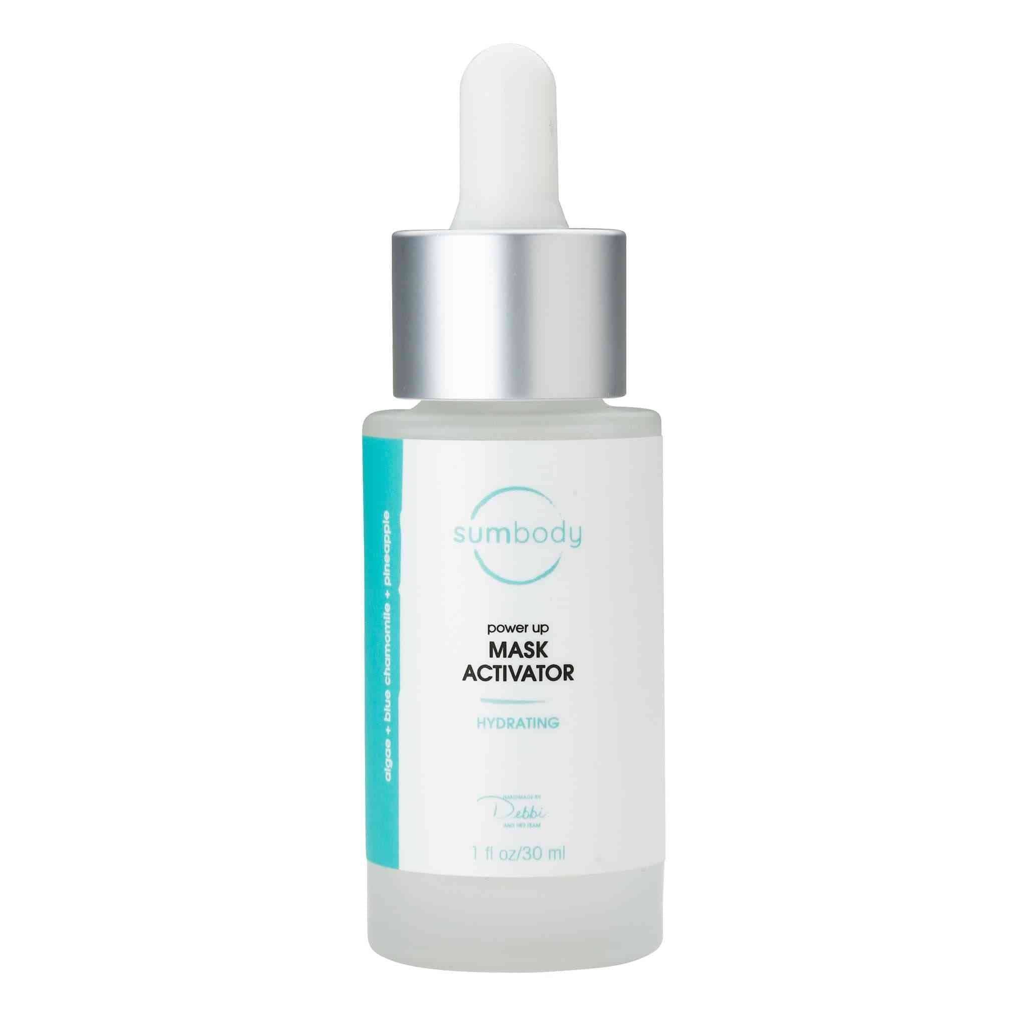 Power Up Mask Activator bottle with vibrant mask ingredients for enhanced skincare potency