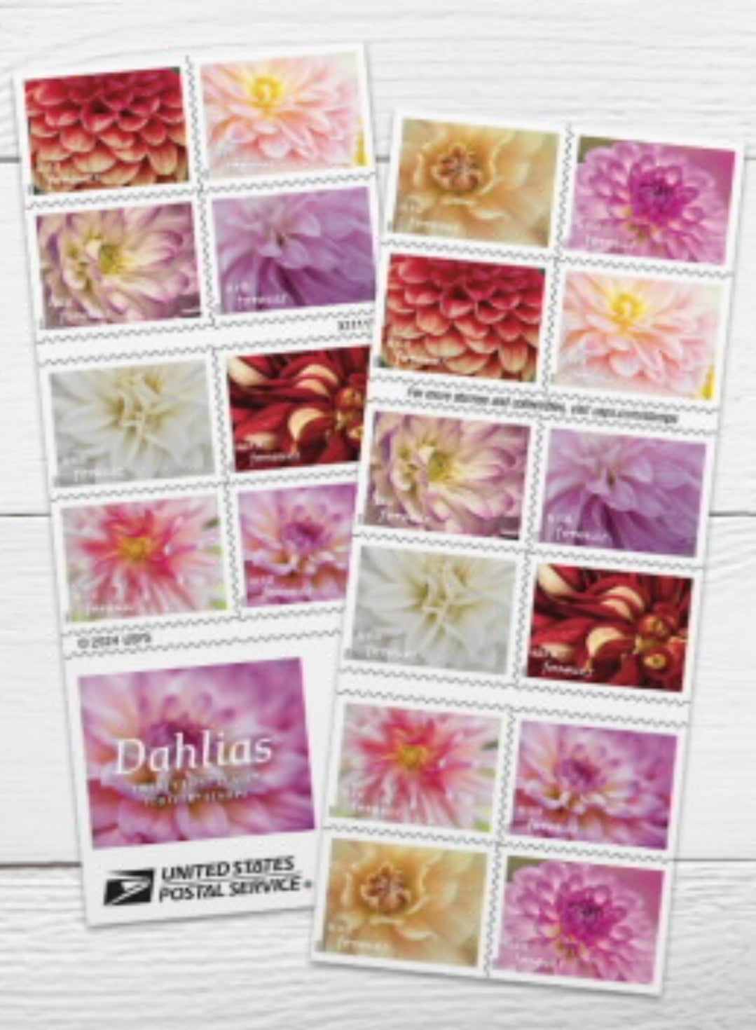 Dahlias Forever Stamps booklet of 20 with 78 cents value each