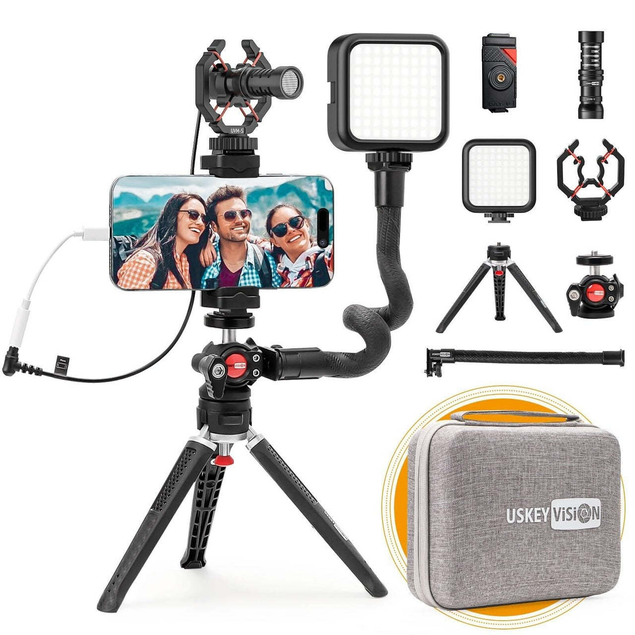 Smartphone Video Recording Kit with Microphone & LED Light – Vlogging Kit for TikTok, YouTube, Podcast & Live Streaming - Bryans Products