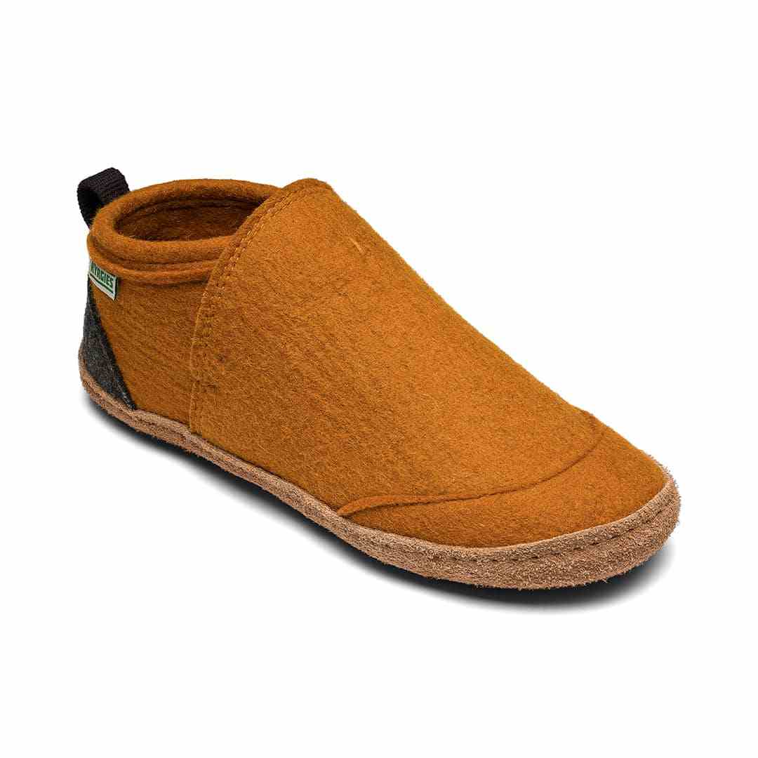 Kyrgies Tengries hand-cut wool felt house shoes with non-slip leather sole