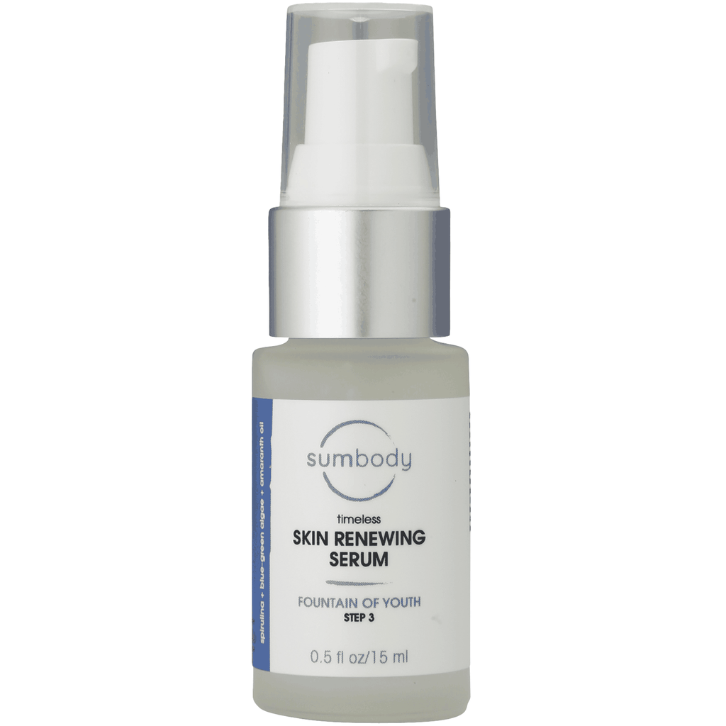 Timeless Skin-Renewing Serum bottle with plant stem cells and hyaluronic acid for anti-aging and hydration