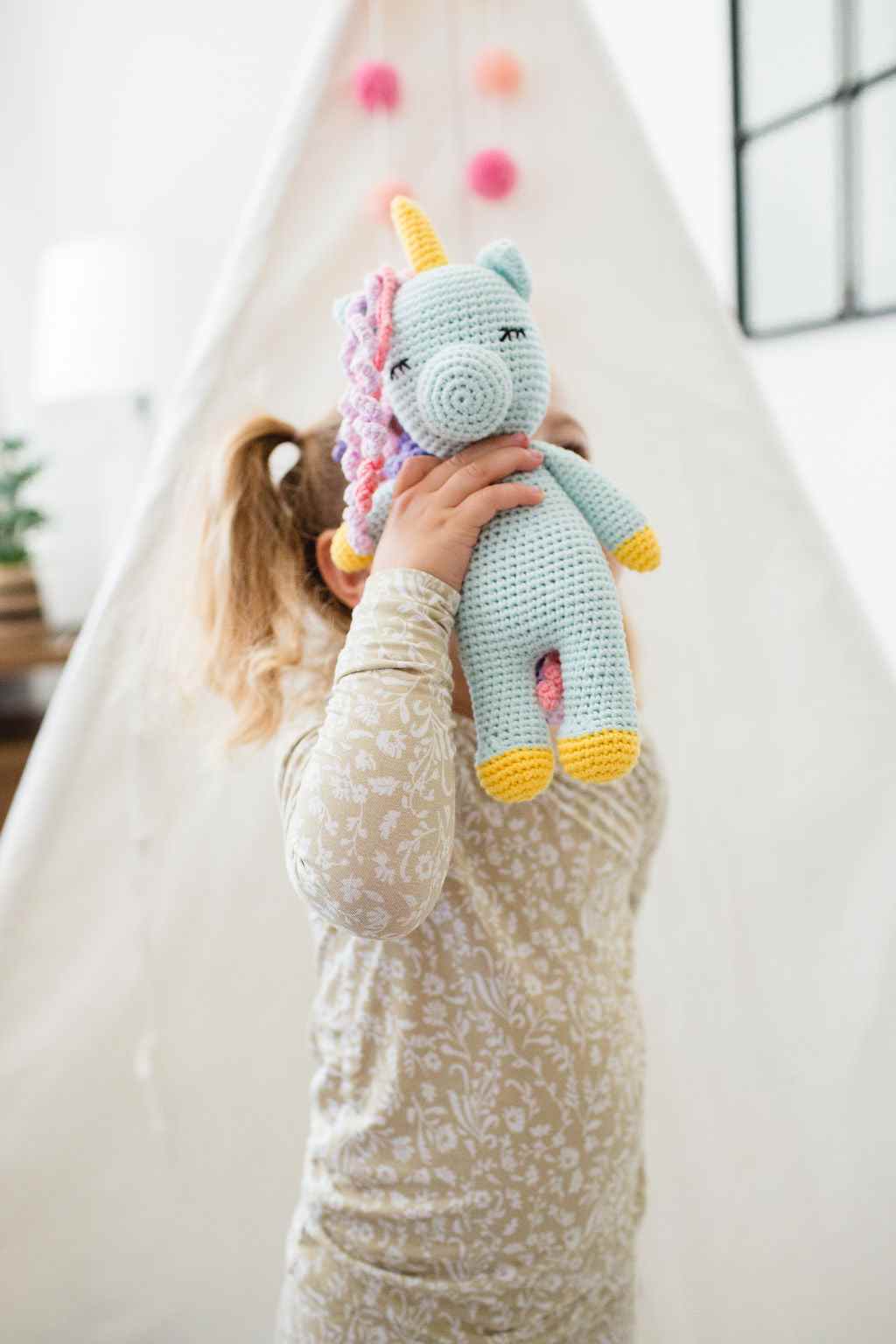 Luna the Unicorn plush toy with sleeping bag for kids bedtime comfort and imaginative play
