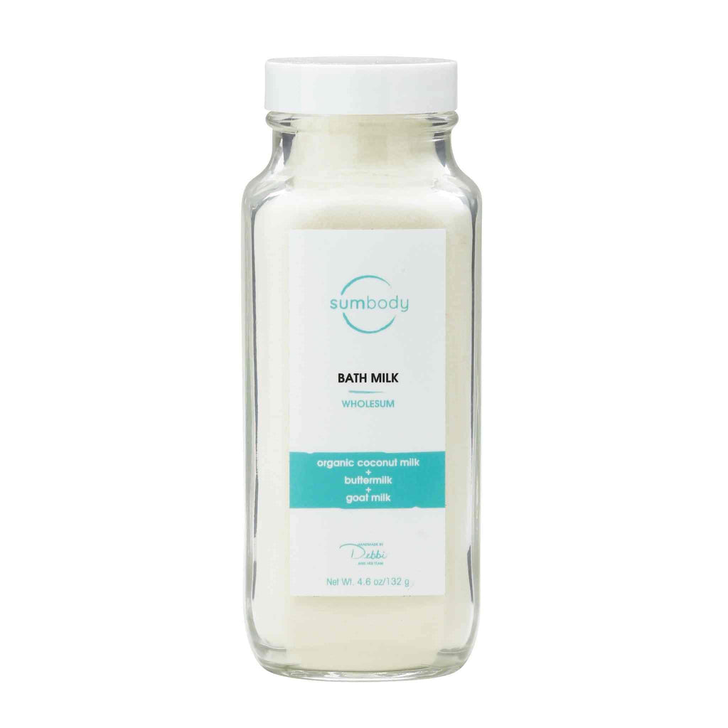Wholesum Bath Milk bottle with natural milks for soft, nourished skin bath soak