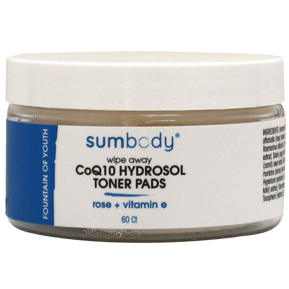 CoQ10 Hydrosol Toner Pads in reusable tin with plant hydrosols and vitamin E for anti-aging and glowing skin