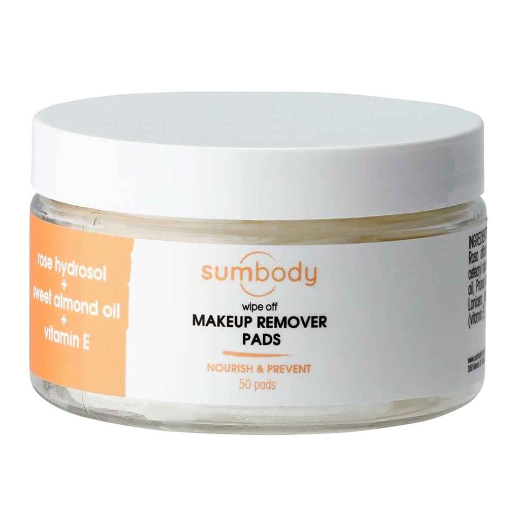 Wipe Off Makeup Remover Pads with moisturizing witch hazel, coconut, and almond oils removing makeup gently and nourishing skin