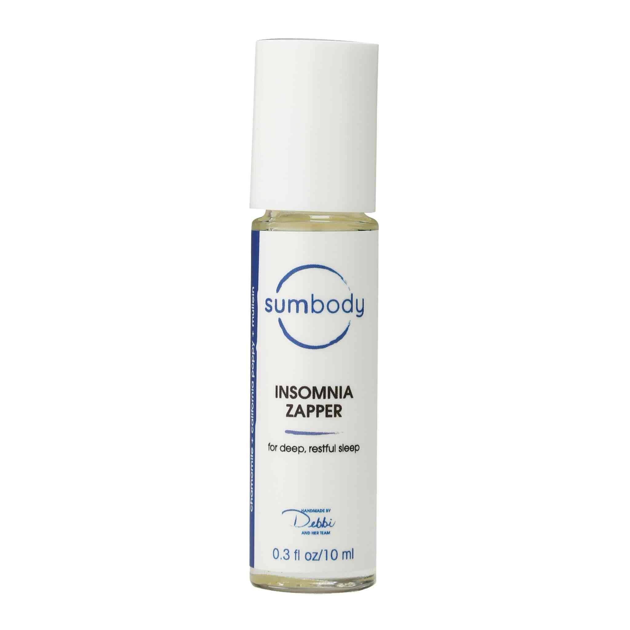 Insomnia Zapper vegan badge with botanical sleep aid product branding